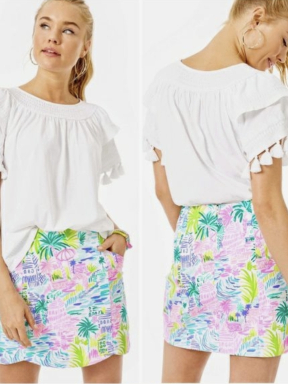 Lilly Pulitzer Becki Skort Shorts Multi Private Island Pockets Mid Rise Size 8